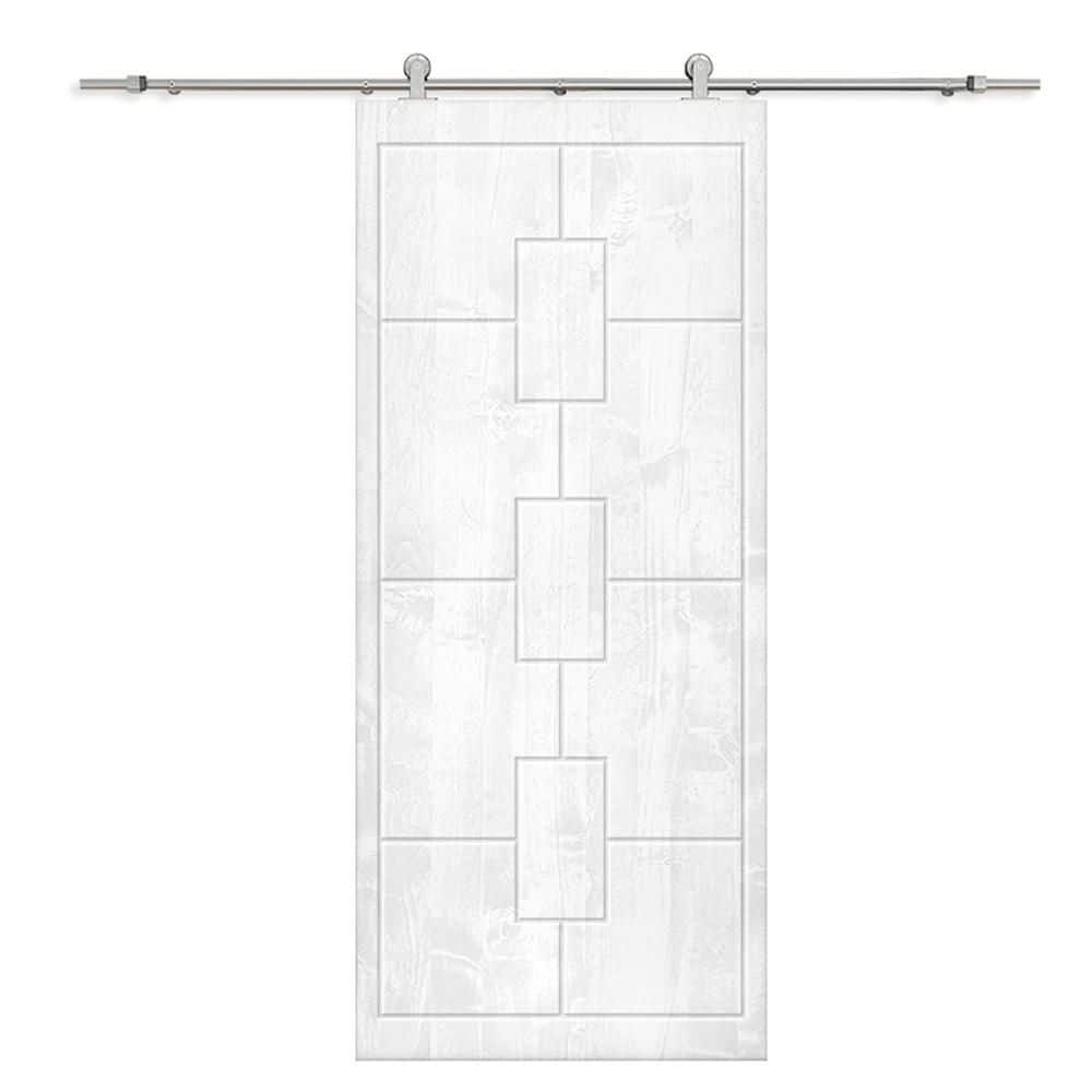 CALHOME 36 in. x 84 in. White Stained Solid Wood Modern Interior ...