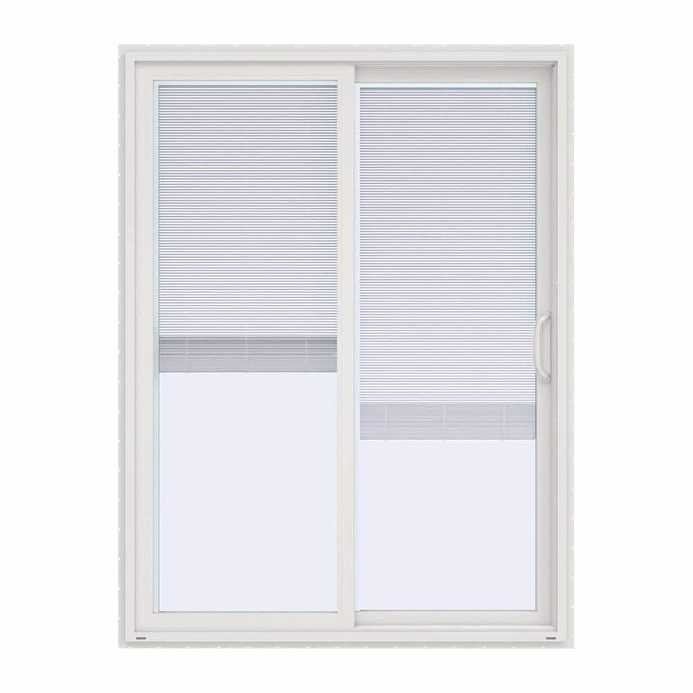 60 in. x 80 in. V-4500 Contemporary White Vinyl Right-Hand Full Lite Sliding Patio Door w/Blinds -  JELD-WEN, THDJW155900242