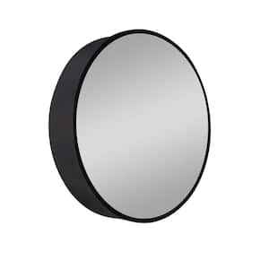 24 in. W x 24 in. H Black Round Metal Medicine Cabinet with Mirror