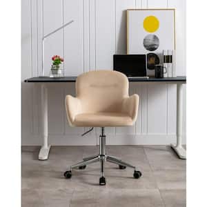 Youth/Kids Beige Velvet Swivel Shell Modern Home Office Desk Computer Chair with Wheels and Arm
