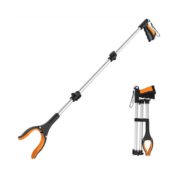 Extra Long 43 in. Foldable Grabber Tool with Rotating Jaw Magnets 4 in. Wide Claw Heavy Duty Reacher