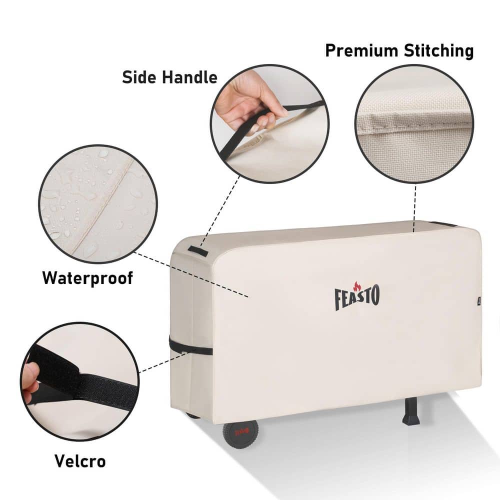 Beige Heavy Duty Waterproof Gas Grill Cover with Handles