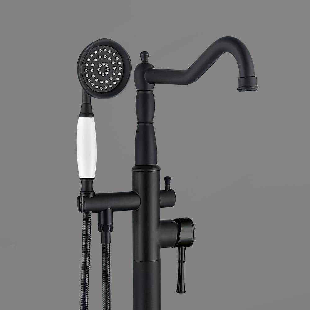 Matte Black Freestanding Bathtub Faucet with Hand Shower