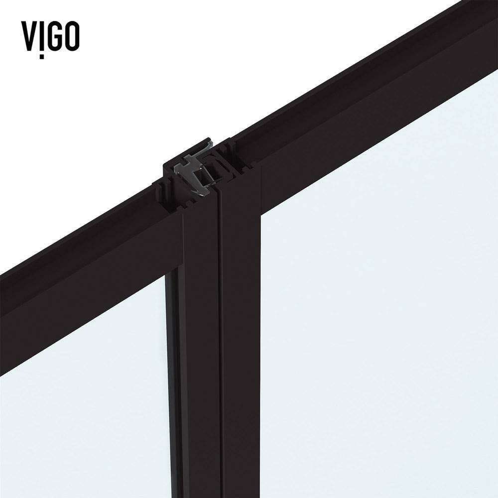 Meridian 60" Matte Black and Clear Grid Glass Shower Door