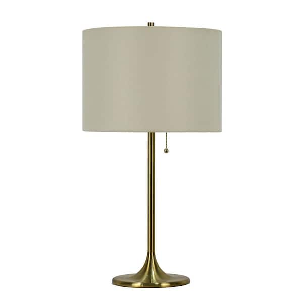 Fangio Lighting 26.5 in. Soft Gold Metal Column Table Lamp with Designer Shade
