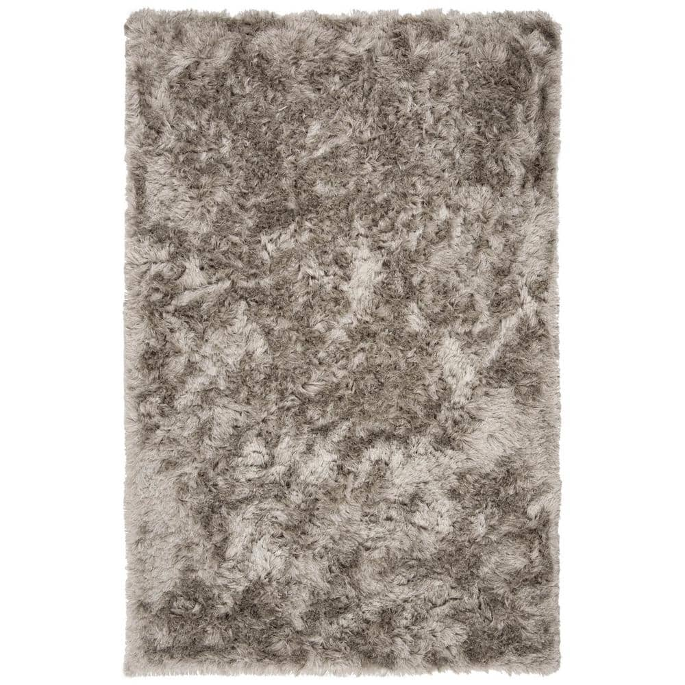 SAFAVIEH Ocean Shag Light Gray Doormat 2 ft. x 3 ft. Solid Area Rug ...