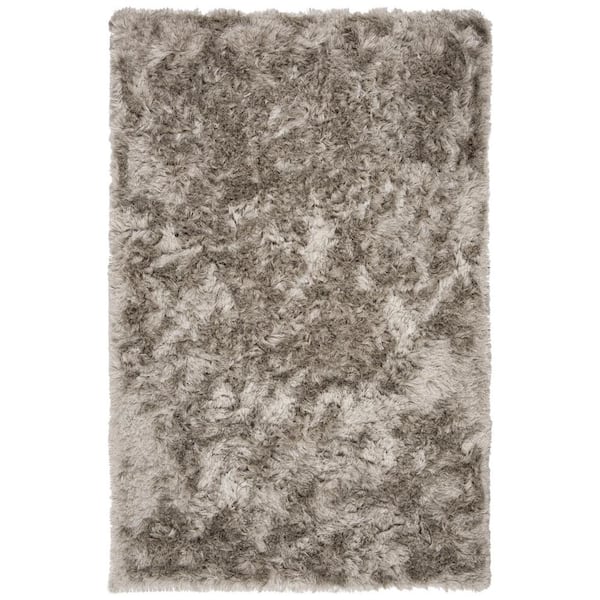 Ocean Shag Light Gray 4 ft. x 6 ft. Solid Area Rug