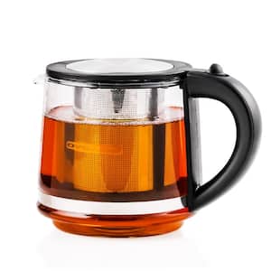3.4-Cup Black Glass Tea Kettle with Tea Infuser for Loose-Leaf Tea, Compatible with KG612S (FGK27B)