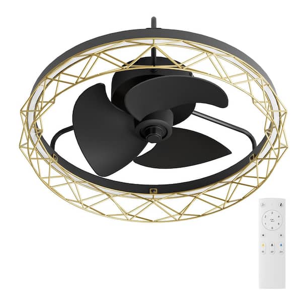 19.7'' Led Flush Mount Ceiling Fan With Light And Remote Control Included, 12 in Span