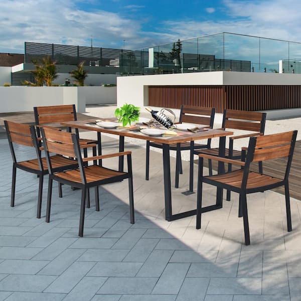 Liviza 7-Piece Wood Outdoor Dining Set