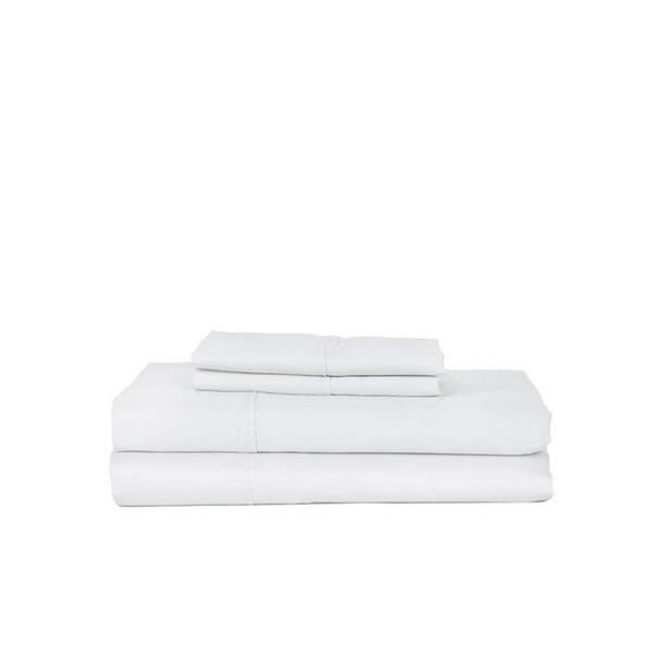 DEVONSHIRE COLLECTION OF NOTTINGHAM 4-Piece White Solid 410 Thread Count Cotton King Sheet Set