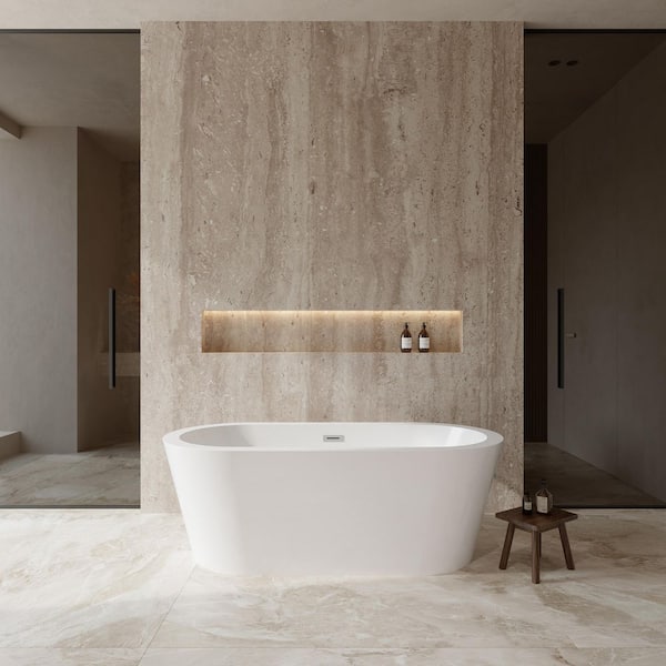 Wyndham Collection Mermaid 67 in. Acrylic Flatbottom Center Drain Soaking Tub in White