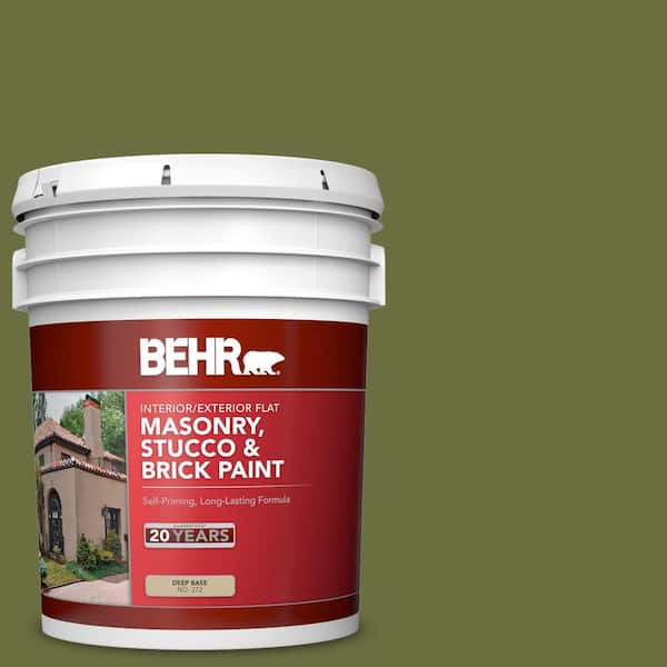 BEHR 5 gal. #M340-7 Classic Avocado Flat Interior/Exterior Masonry, Stucco and Brick Paint