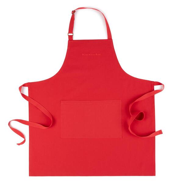 KitchenAid Solid Dyed Passion Red 32 in. L x 28 in. W Cotton Twill Apron