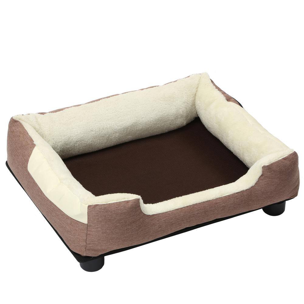 Medium Brown Faux Fur Electronic Heating and Cooling Pet Bed
