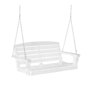 Classic 2-Person White Plastic Porch Swing