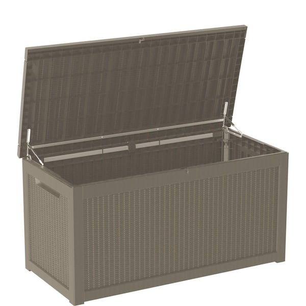 Light Brown Resin Outdoor 260 gal. Large Storage Deck Box