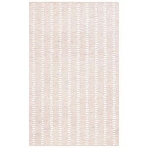 Abstract Beige/Ivory 4 ft. x 6 ft. Striped Stone Area Rug