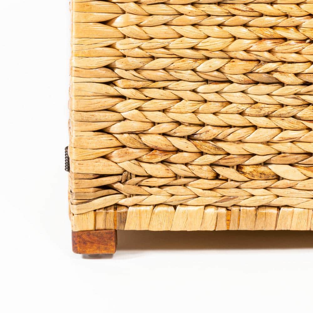 Natural Handwoven Wicker Weave 30" Storage Trunk with Wooden Frame