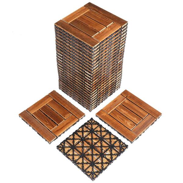 ITOPFOX 11.8 in. x 11.8 in. Wood Interlocking Deck Tiles