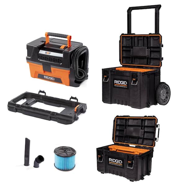 3 Gal. 5.0 Peak HP NXT Shop Vacuum Wet Dry Vac with Hose, Pro Gear Attachment, Rolling Tool Cart and Tool Box HD0300PGD