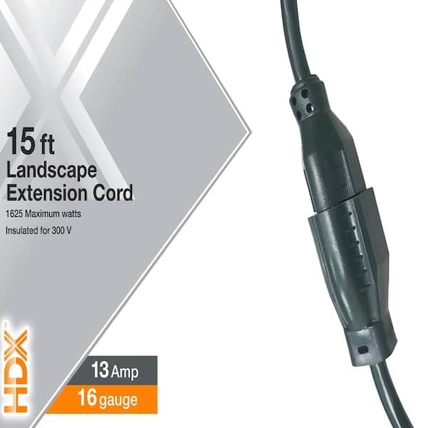 HDX 15 ft. 16/3 Indoor/Outdoor Landscape Extension Cord, Green