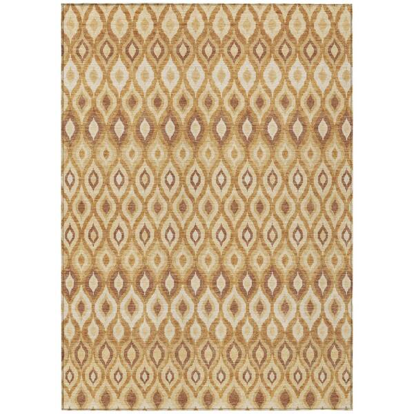 Chantille Machine Washable Indoor/Outdoor Abstract ACN3122 Gold 3 ft. x 5 ft. Area Rug