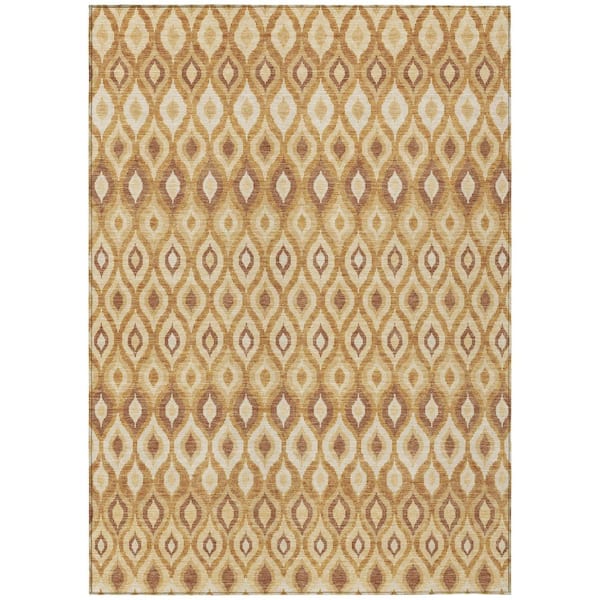 Chantille Machine Washable Indoor/Outdoor Abstract ACN3122 Gold 5 ft. x 7 ft. 6 in. Area Rug