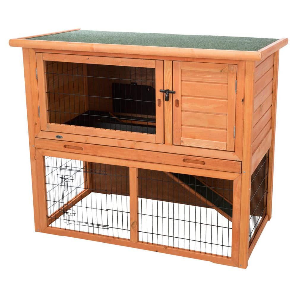 Large Natural Pine 2-Story Outdoor Guinea Pig Hutch