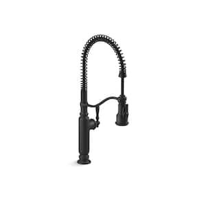 Tournant Single Handle Semi-Professional Kitchen Sink Faucet with 3-Function Sprayhead in Matte Black