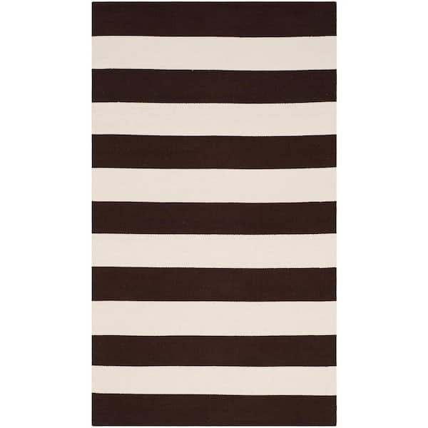 SAFAVIEH Montauk Chocolate/Ivory Doormat 3 ft. x 5 ft. Striped Area Rug