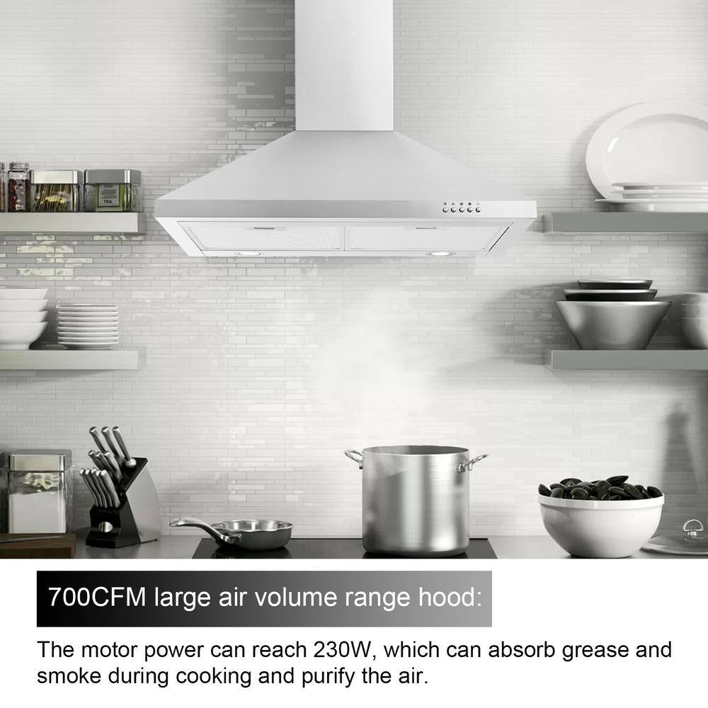30-Inch Stainless Steel Wall Mounted Range Hood with LED Light