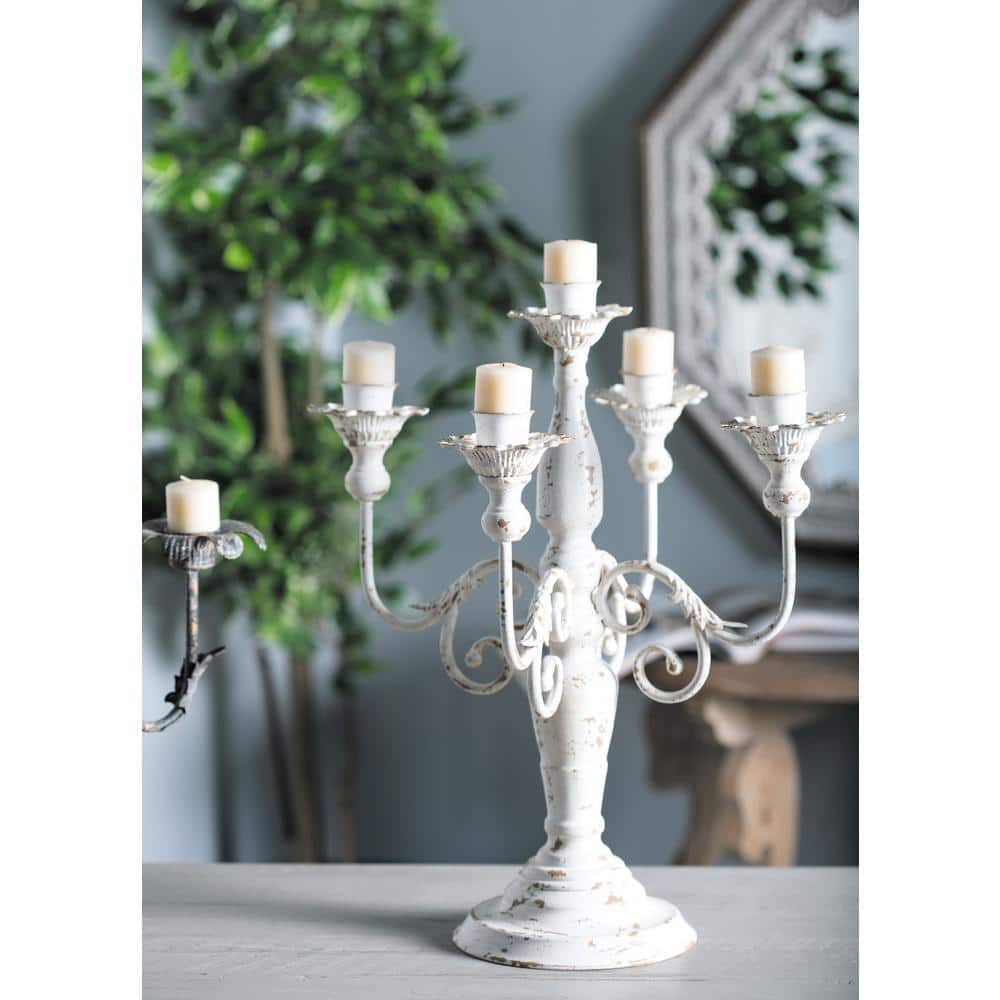 White Iron Ridge Embellished 5-Candle Candelabra