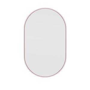 22 in. W x 36 in. H Framed Oval Bathroom Vanity Mirror in Pink