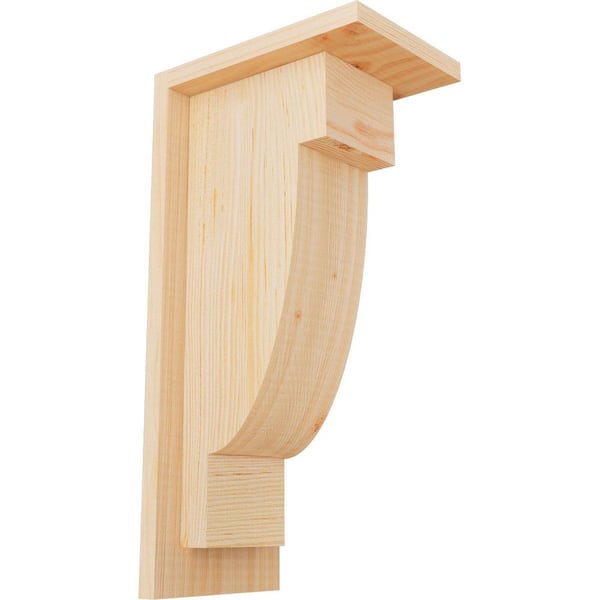 Ekena Millwork 5-1/2 in. x 8 in. x 16 in. Douglas Fir Alpine Smooth Corbel with Backplate