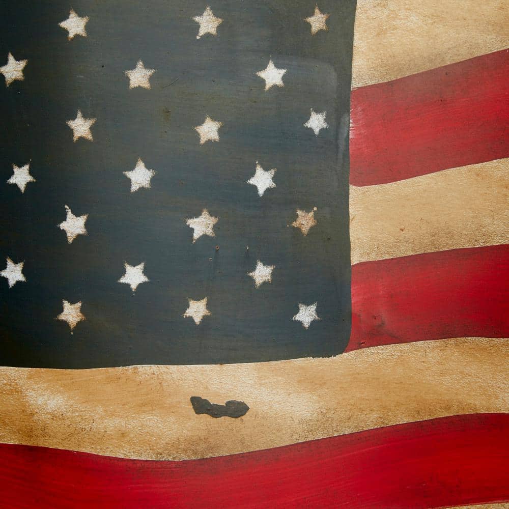 Vintage Red and Blue Iron American Flag Wall Sculpture