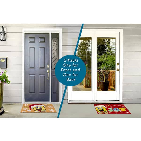 Nickelodeon Spongebob Santa/Joy 20 in. x 34 in. Coir Door Mat (2-Pack)