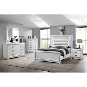 Taunder 2-Drawer Nightstand in White PU Paper  26 in. H x 26 in. W x 16 in. D