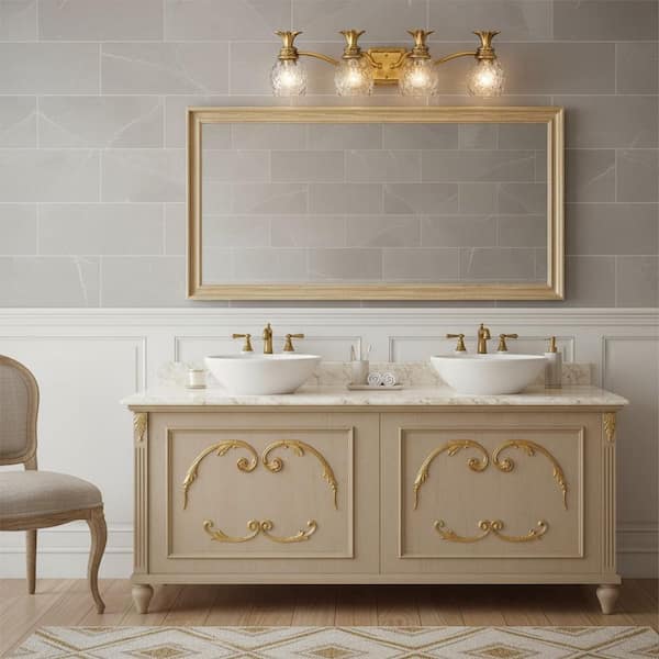 HINKLEY Plantation 29 in. 4 Light Burnished Brass Vanity Light