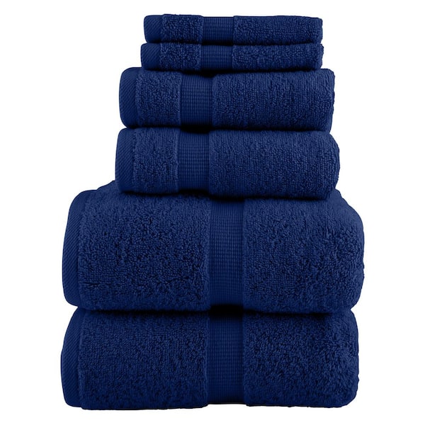 6-Piece Cotton Bath Towel Set, Navy