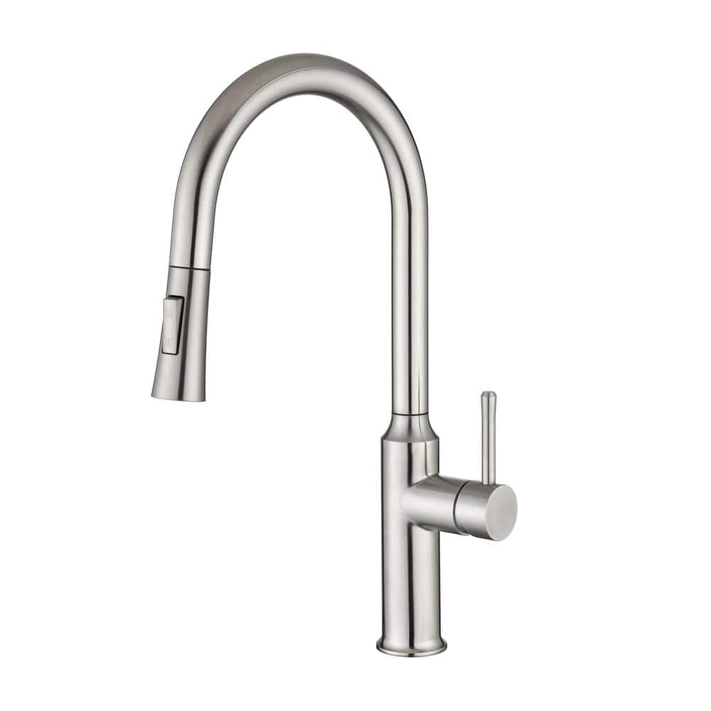 RAINLEX Single Handle Pull-Down Sprayer Kitchen Faucet in Brushed ...