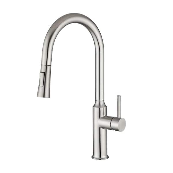 Single Handle Pull-Down Sprayer Kitchen Faucet in Brushed Nickel