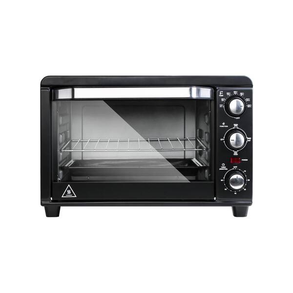 JEREMY CASS 1200-Watt Black Stainless Steel Toaster Oven with Built-in Timer