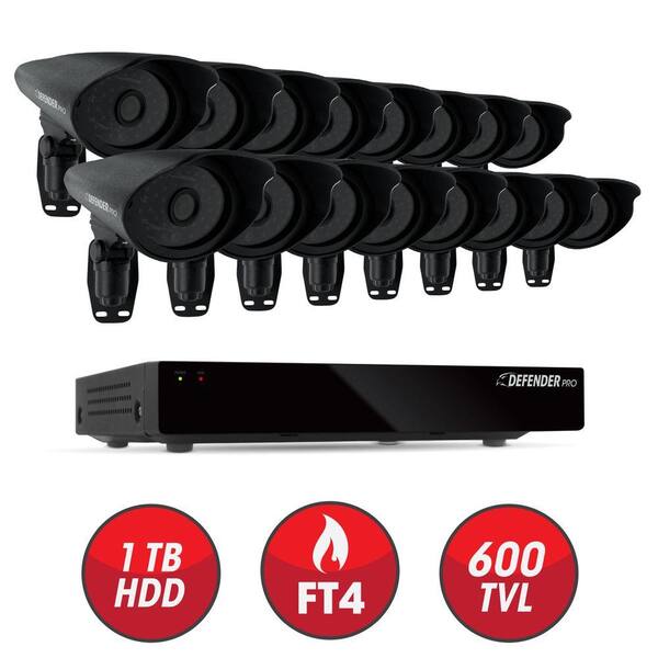 Defender Connected 16-Channel 1TB Smart Security DVR with (16) 600 TVL Ultra Hi-Res Indoor/Outdoor Cameras
