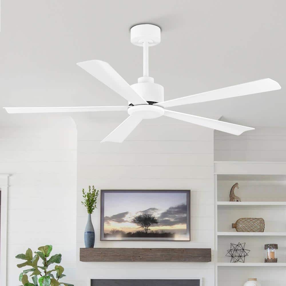 52 in. Indoor White 5 ABS Blades Ceiling Fan with Remote Control 6-speed Reversible DC Motor No Lights price history on PriceWatchPro