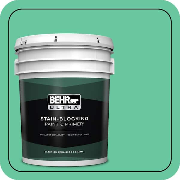 BEHR ULTRA 5 gal. #470B-4 Intense Jade Semi-Gloss Enamel Exterior Paint & Primer