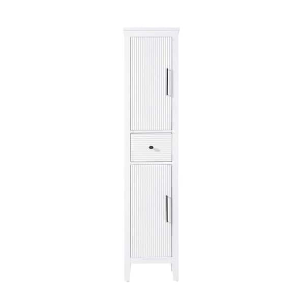 16 in. W x 18 in. D x 72 in. H White Freestanding Linen Cabinet