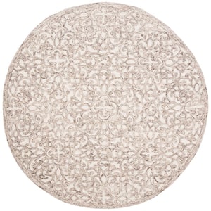 Trace Brown/Ivory 6 ft. x 6 ft. Round Geometric Area Rug