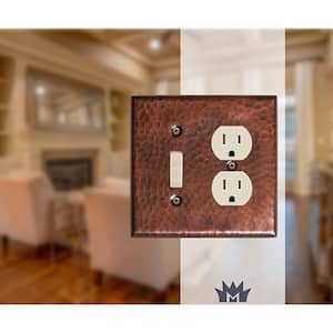 Pure Copper Hand Hammered 1 Toggle/1 Duplex Wall Plate