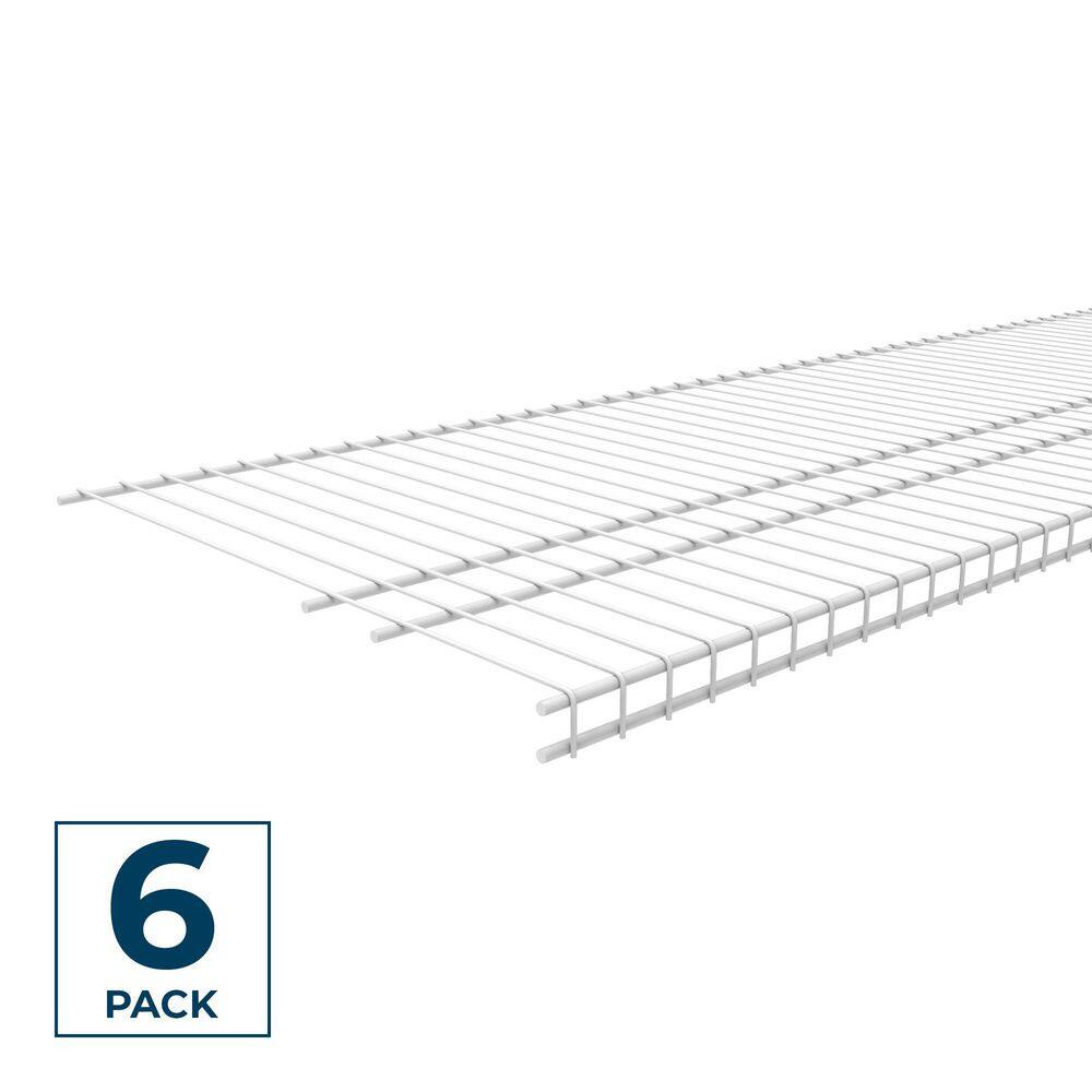 SuperSlide 144 in. L x 16 in. D White Ventilated Wire Closet Shelf (6-Pack)